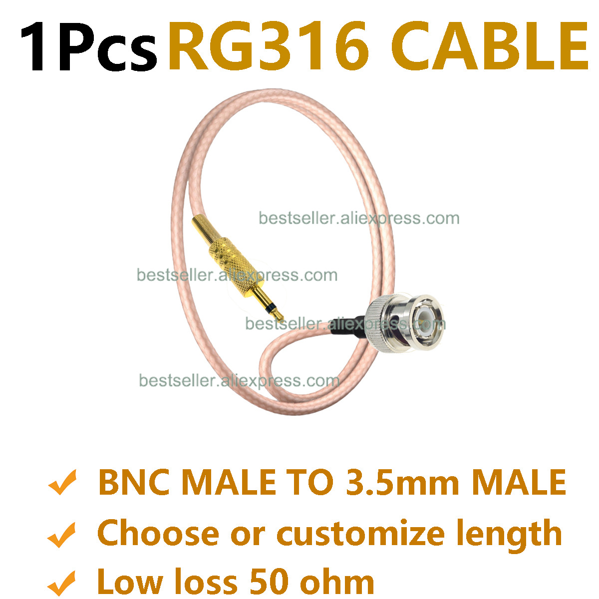 Audio Jumper Wire - 1 Adet RG316 BNC Erkek -